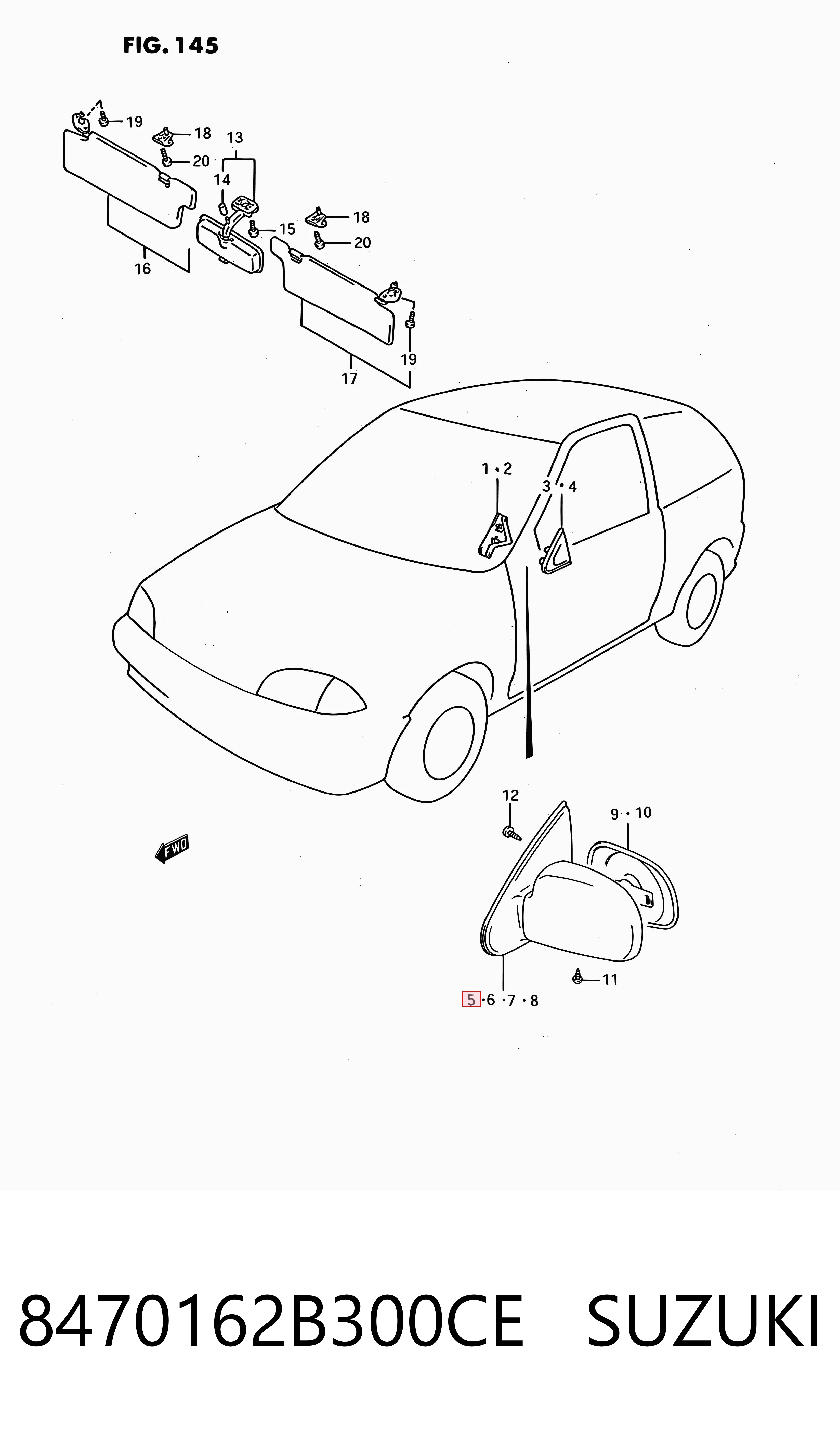 8470162B300CE Subaru Праве дзеркало заднього виду