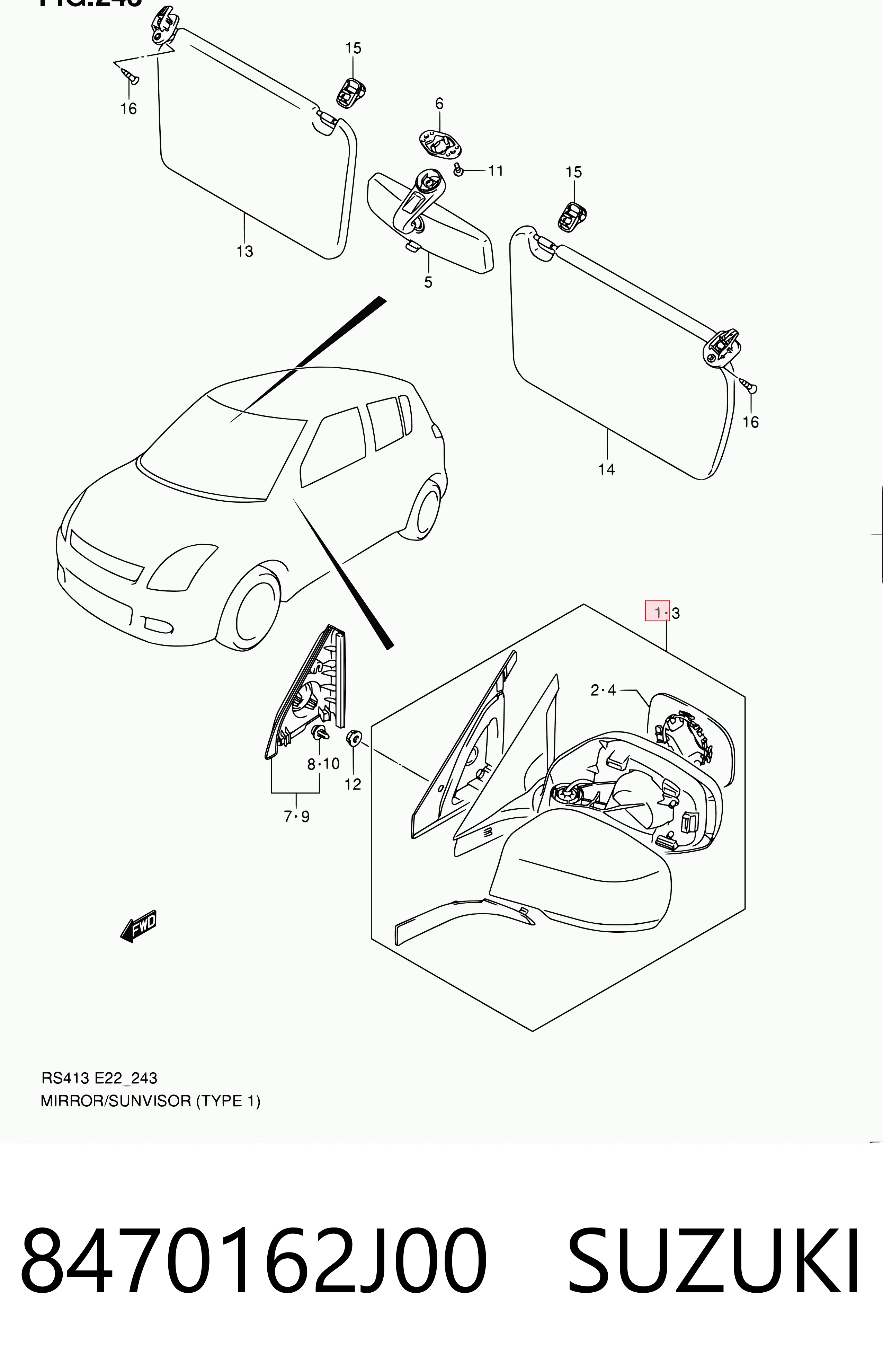 Праве бокове дзеркало Suzuki Swift III