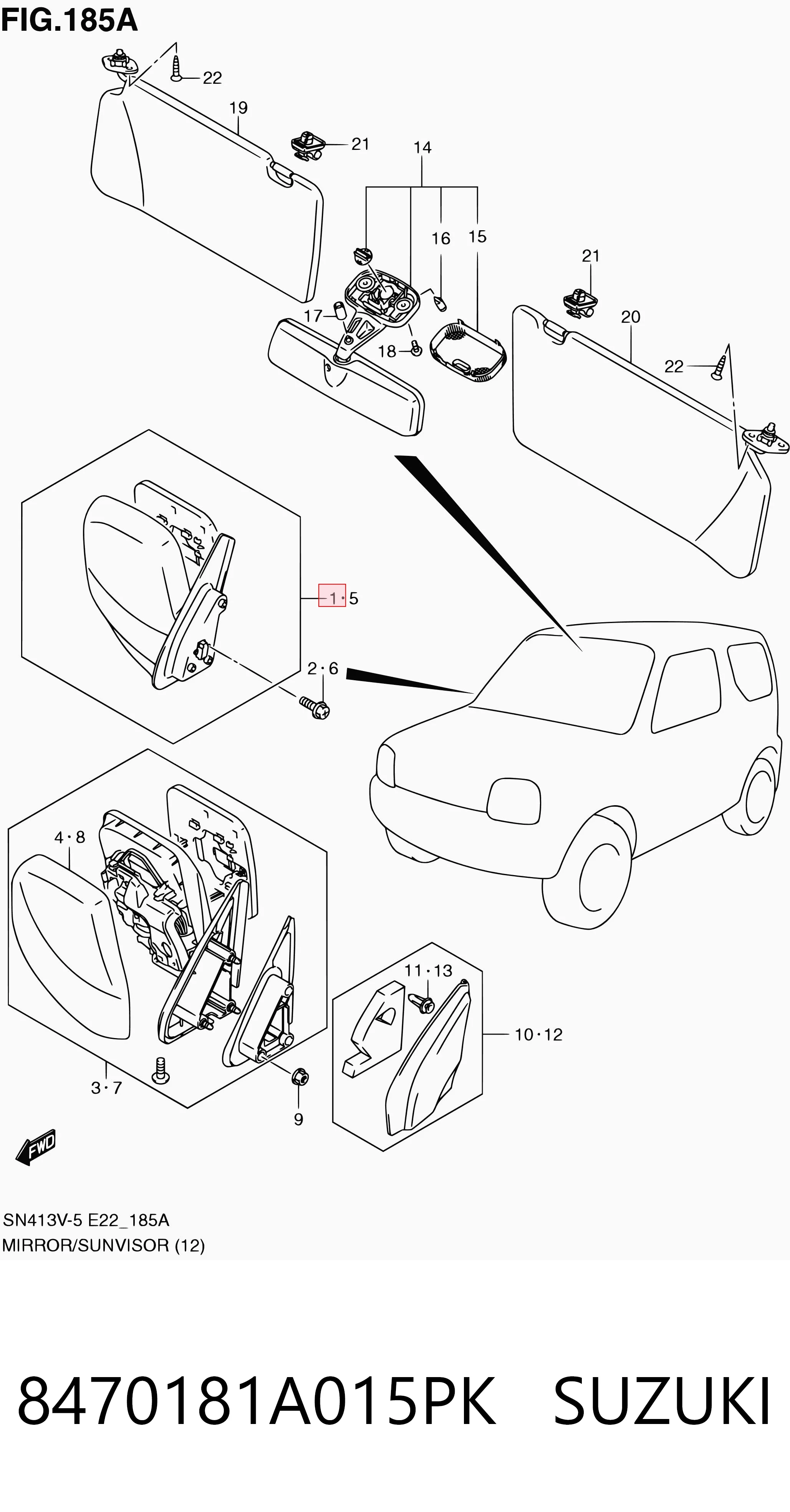 8470181A015PK Suzuki Праве дзеркало заднього виду