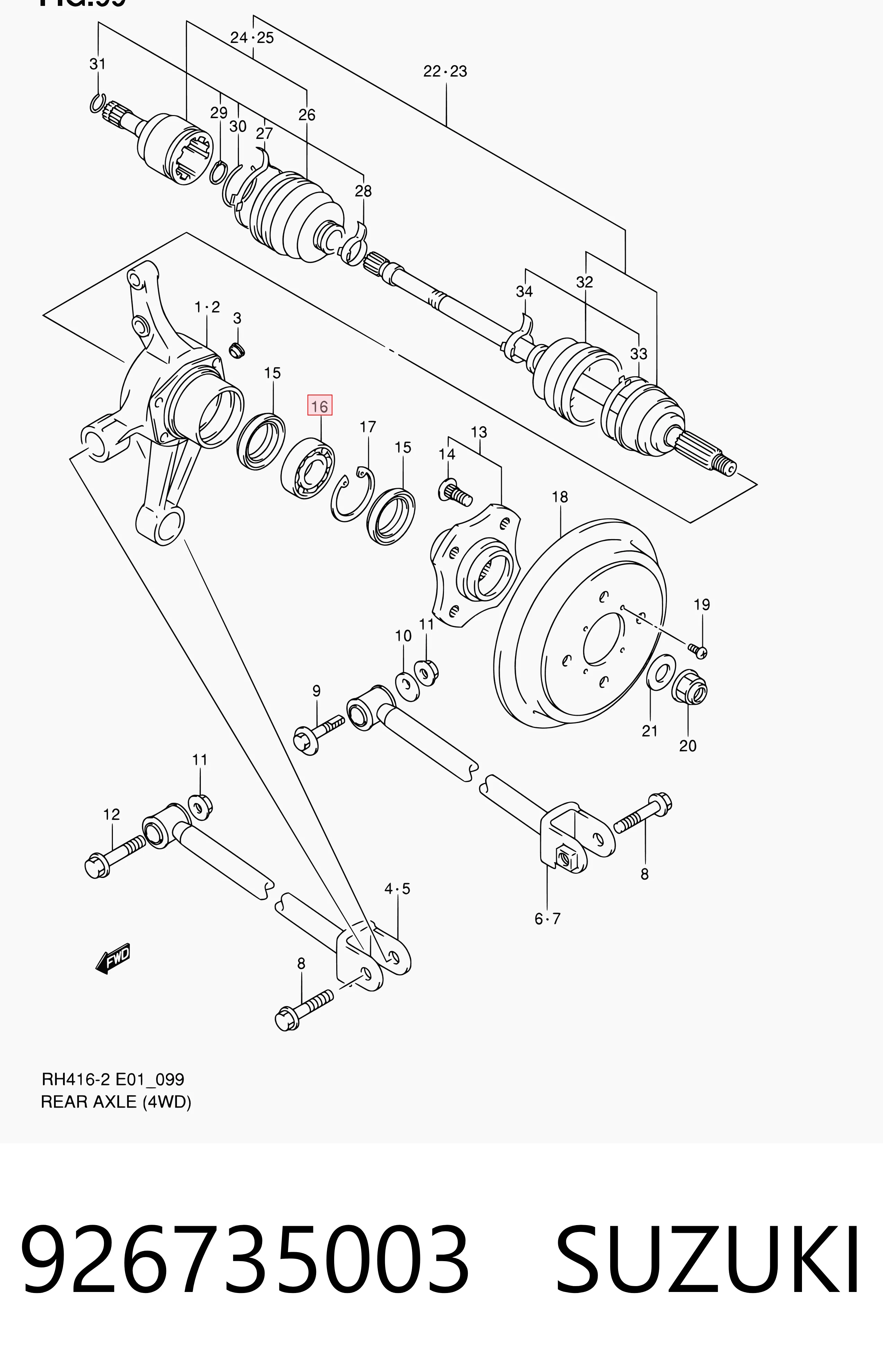 926735003 Suzuki Підшипник ступиці задньої
