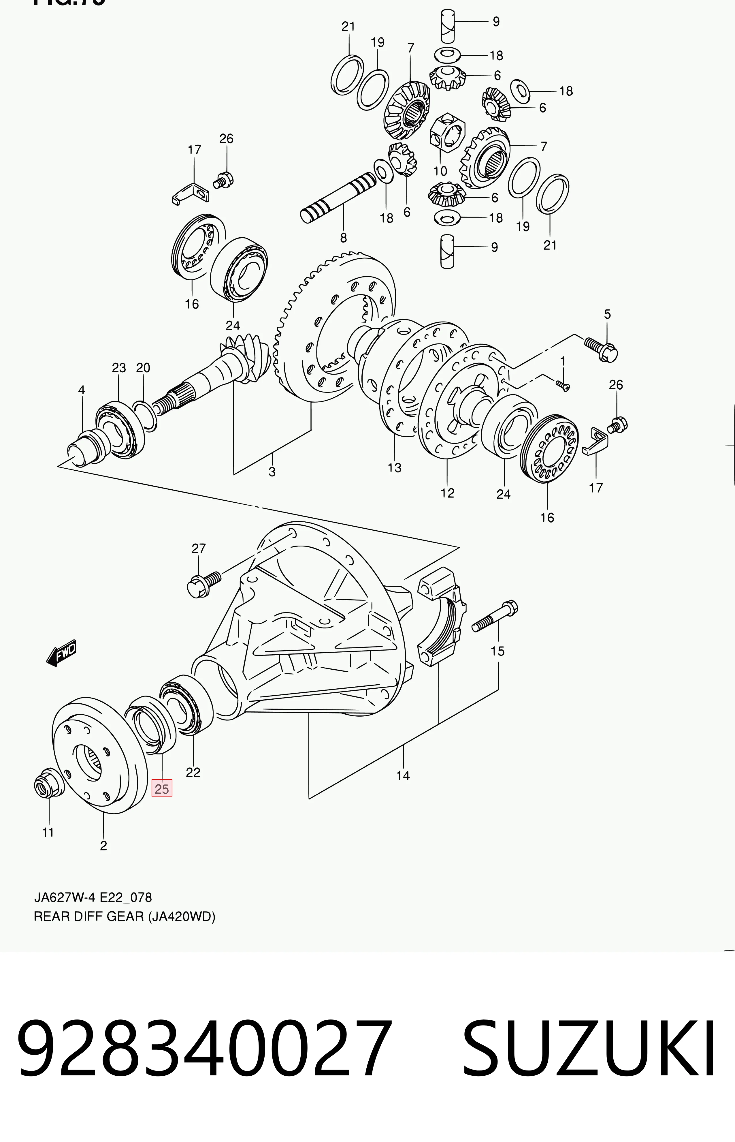 928340027 Suzuki Сальник хвостовика редуктора заднього моста