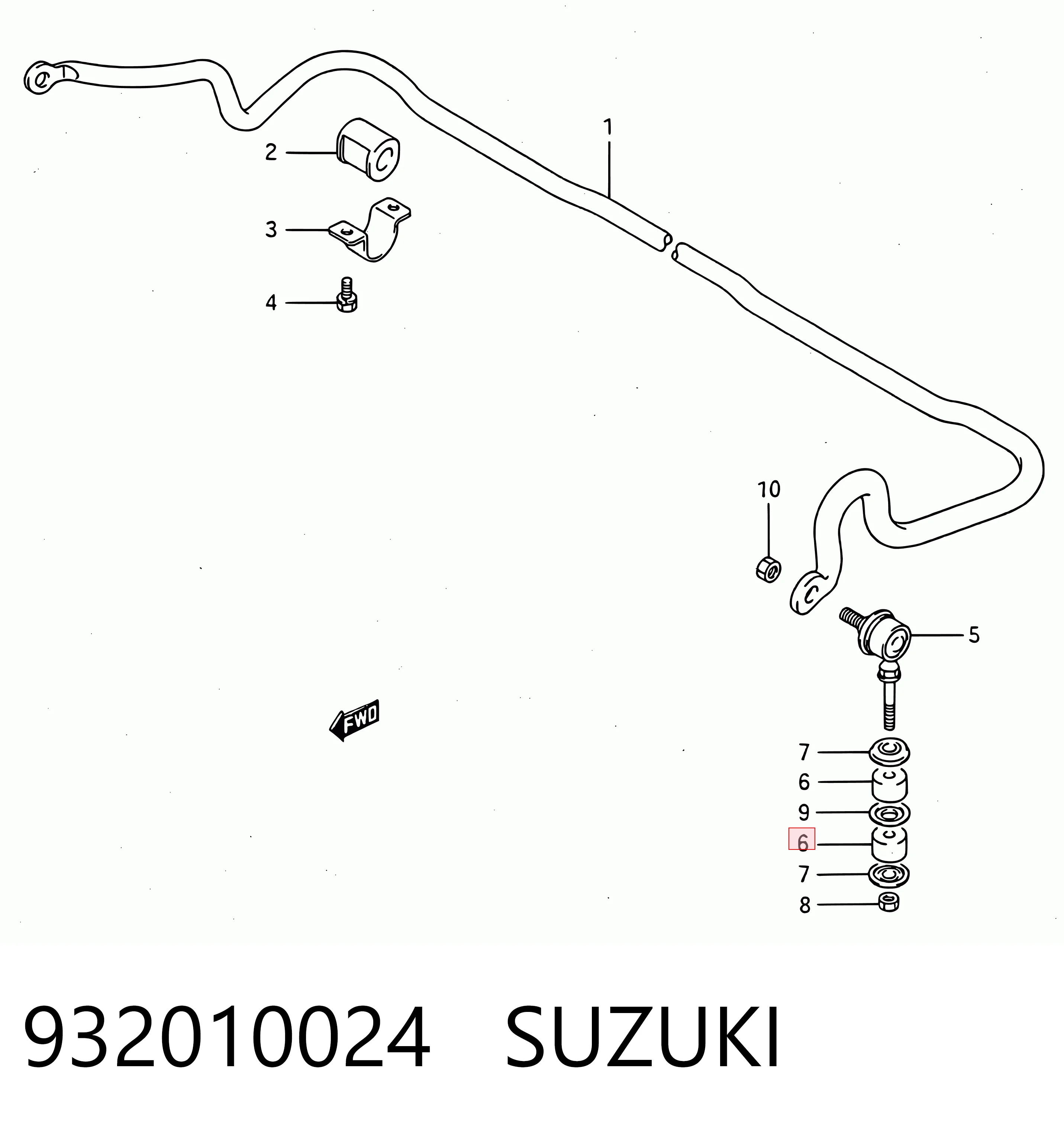 Купити 0932010024 Subaru Втулка стійки переднього стабілізатора