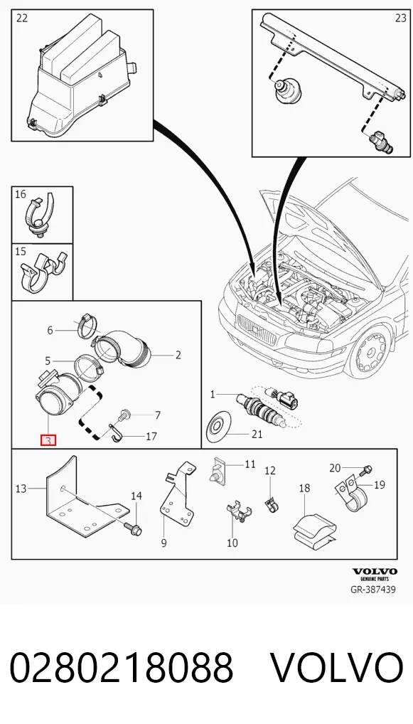 0280218088 Volvo Датчик витрати повітря
