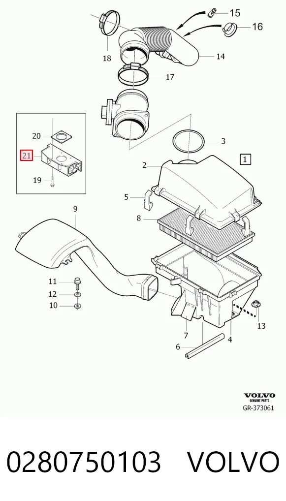 0280750103 Volvo Дросільна заслінка в зборі