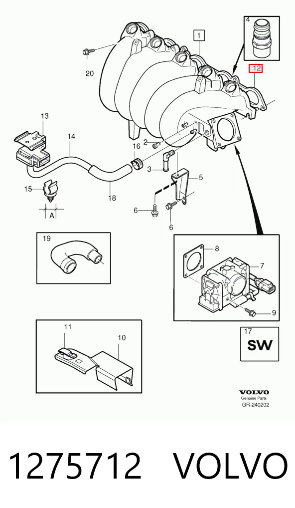 Прокладка впускного колектора на Volvo 850  LS
