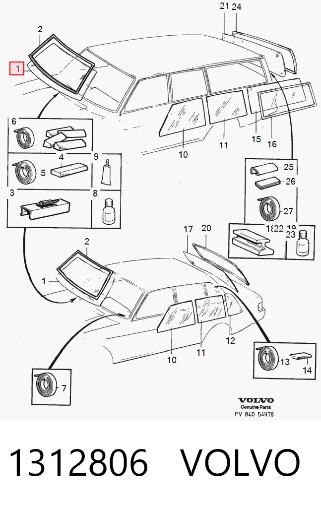 Автомобільне скло на Volvo 240  P242, P244