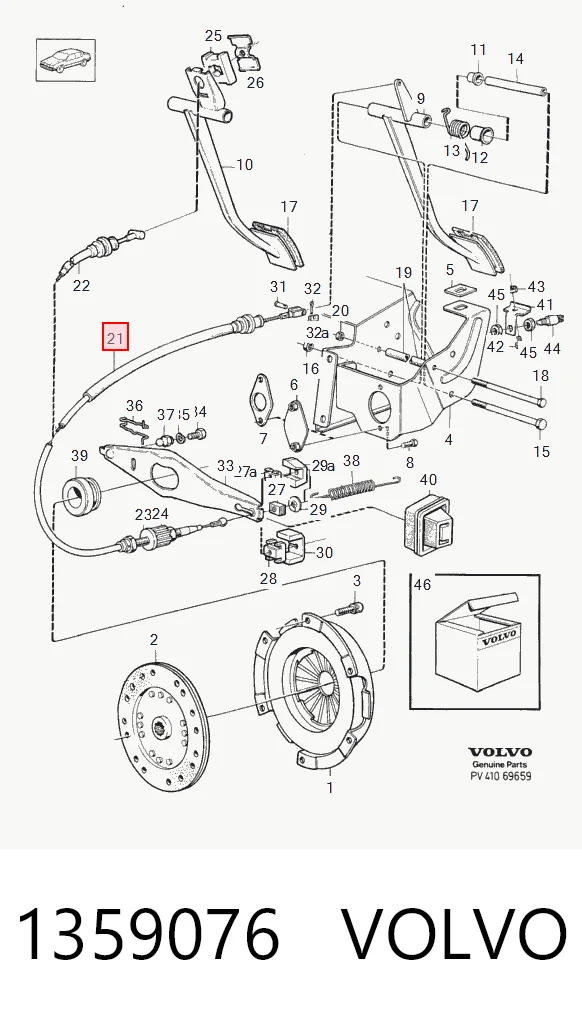 Трос зчеплення на Volvo 740  744