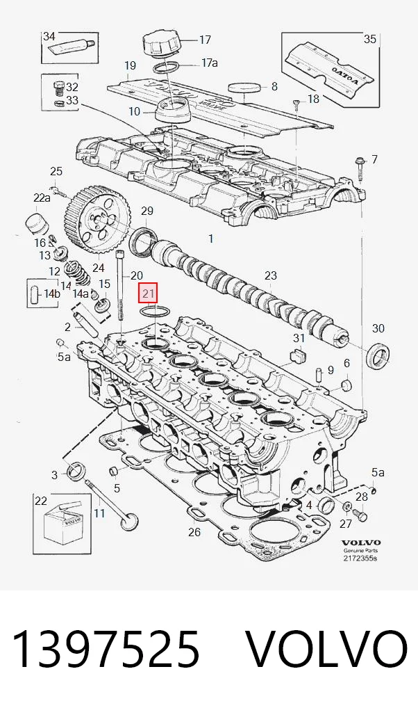 1397525 Volvo Прокладка клапанної кришки двигуна, кільце