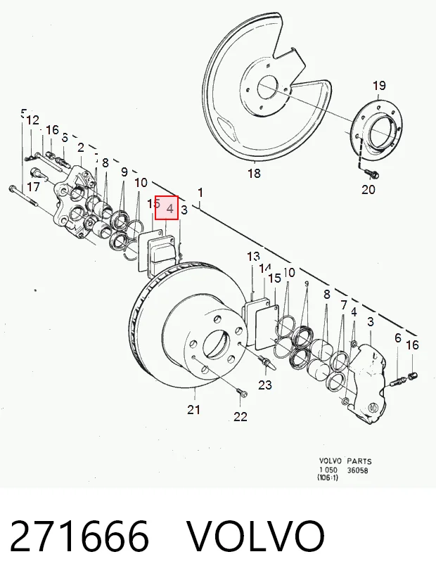 Передні гальмівні колодки на Volvo 240  P242, P244