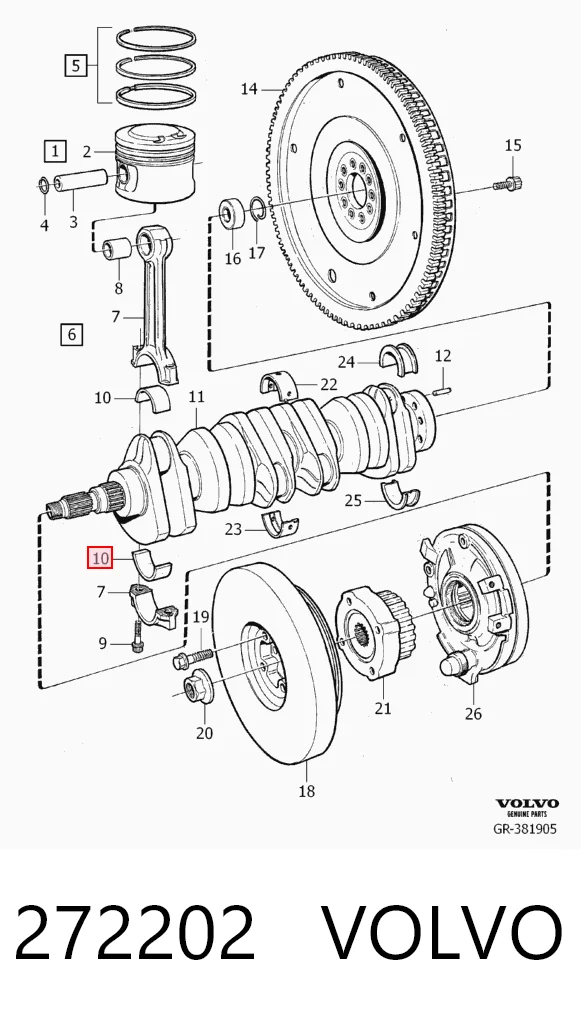 Вкладиші колінвала, шатунні, комплект, 2-й ремонт (+0,50) CR509SI050 King