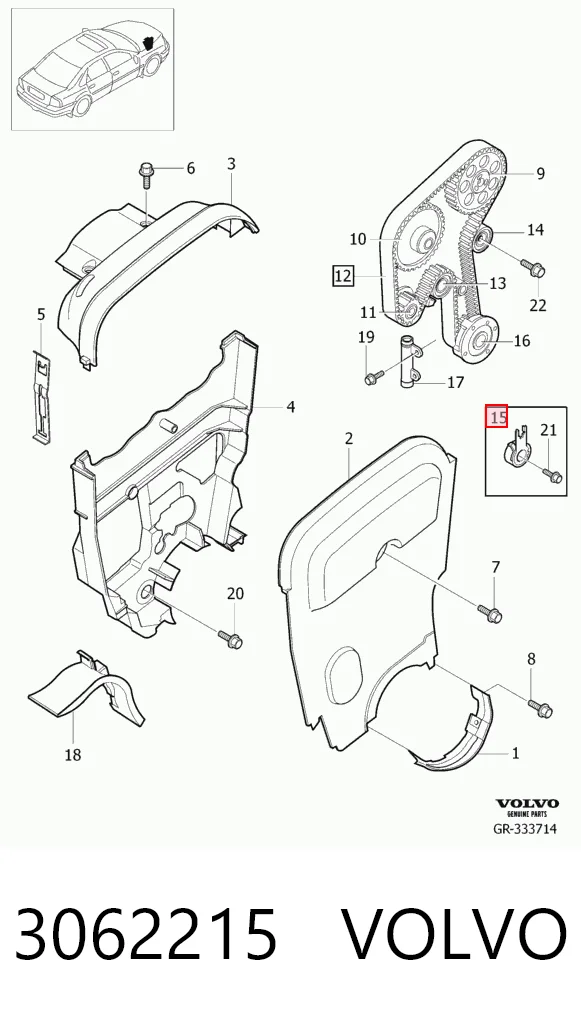 Натягувач ременя ГРМ Volvo S80 I седан (TS, TH, KV) (1998 - 2006) ціна, від 43.60 USD