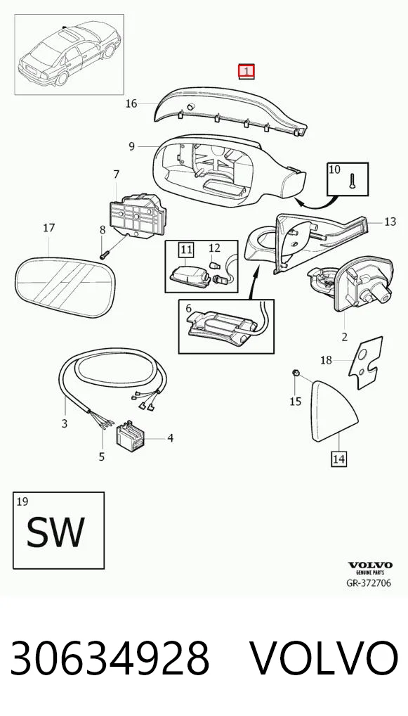 Купити Ліве бокове дзеркало Volvo S80 I TS, TH, KV