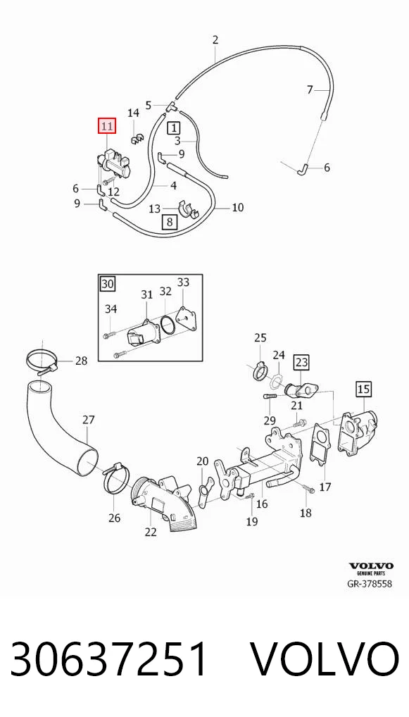 30637251 Volvo Клапан перетворювач тиску наддуву (соленоїд)