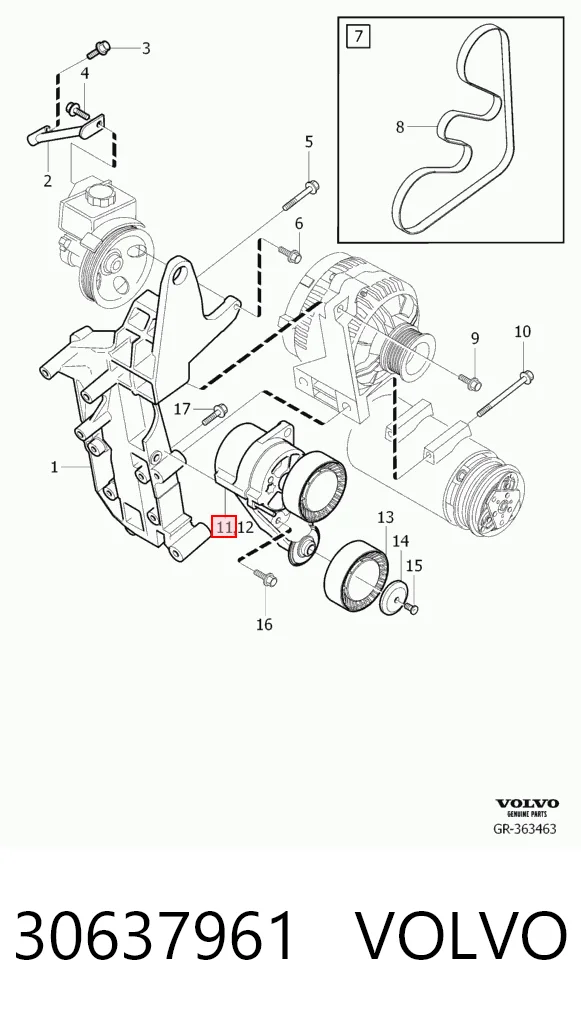 30637961 Volvo Натяжна планка поліклинового ременя