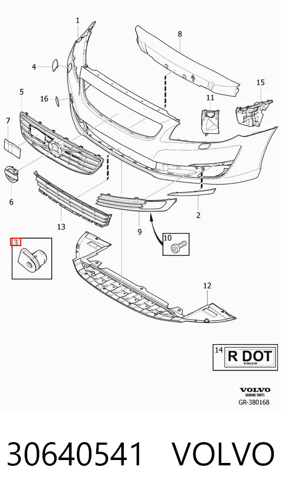 30640541 Volvo Кліпса бампера переднього