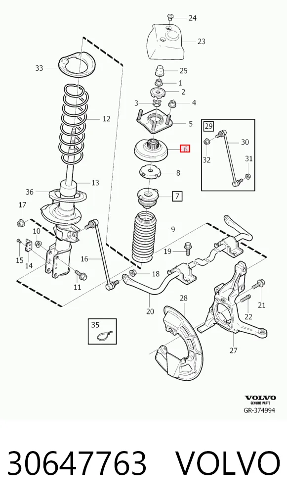 30647763 Volvo Кріплення переднього амортизатора