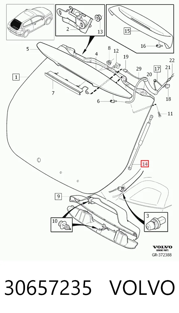 30657235 Volvo Амортизатор кришки багажника / двері 3/5-ї задньої