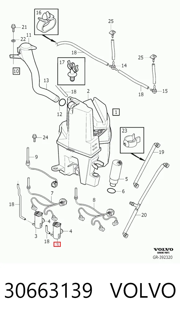 30663139 Volvo Помпа омивача скла передній/задній