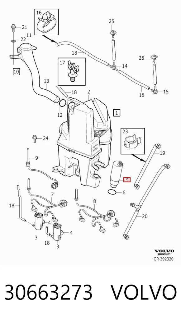 30663273 Volvo Насос-двигун омивача фар