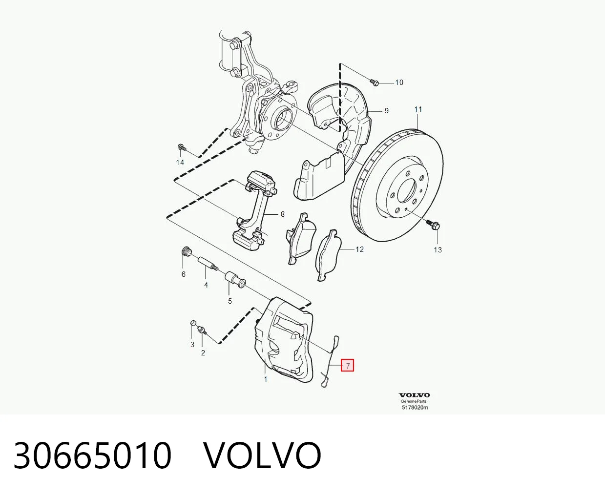 51435010 Pro-parts Пружинна засувка супорту
