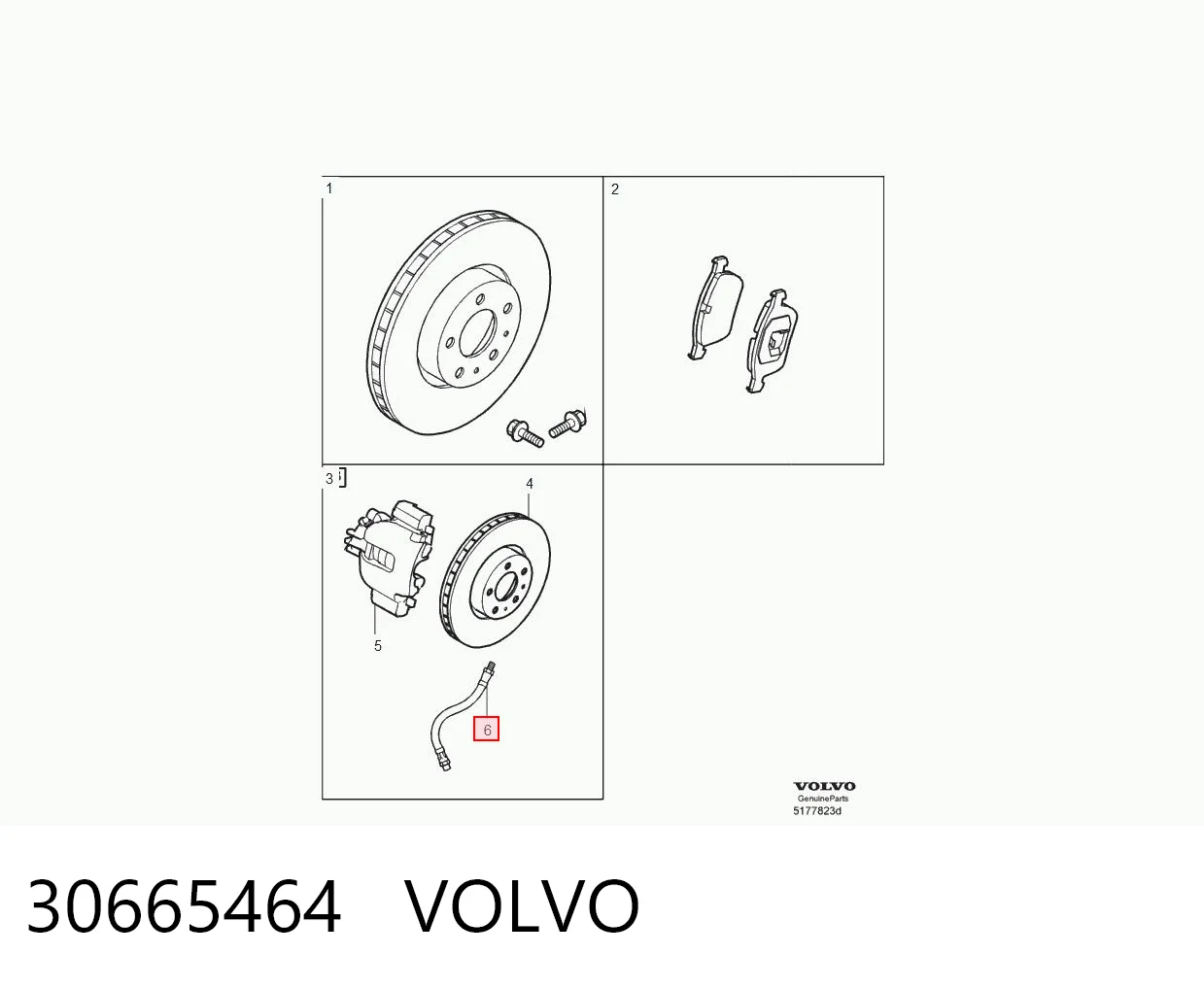 30665464 Volvo Гнучка гальмівна трубка передня