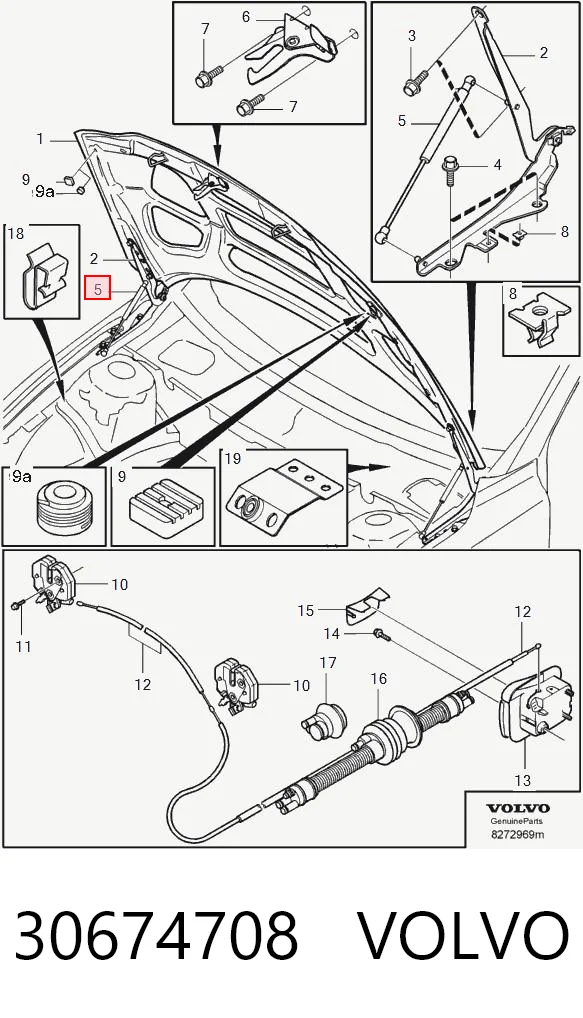 30674708 Volvo Стійка капота