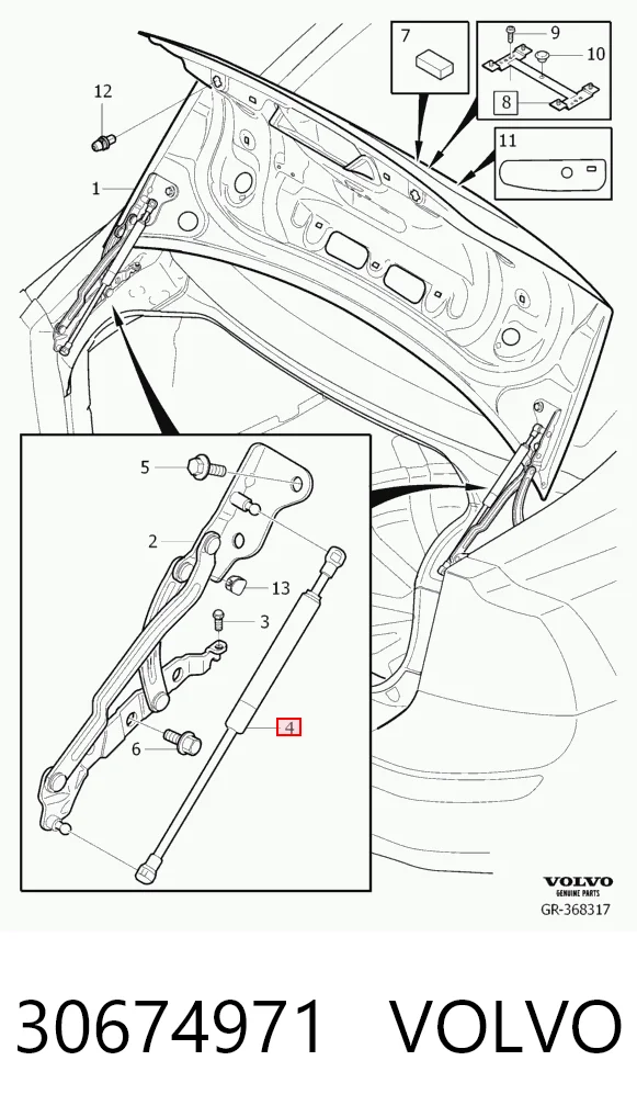 30674971 Volvo Амортизатор кришки багажника / двері 3/5-ї задньої