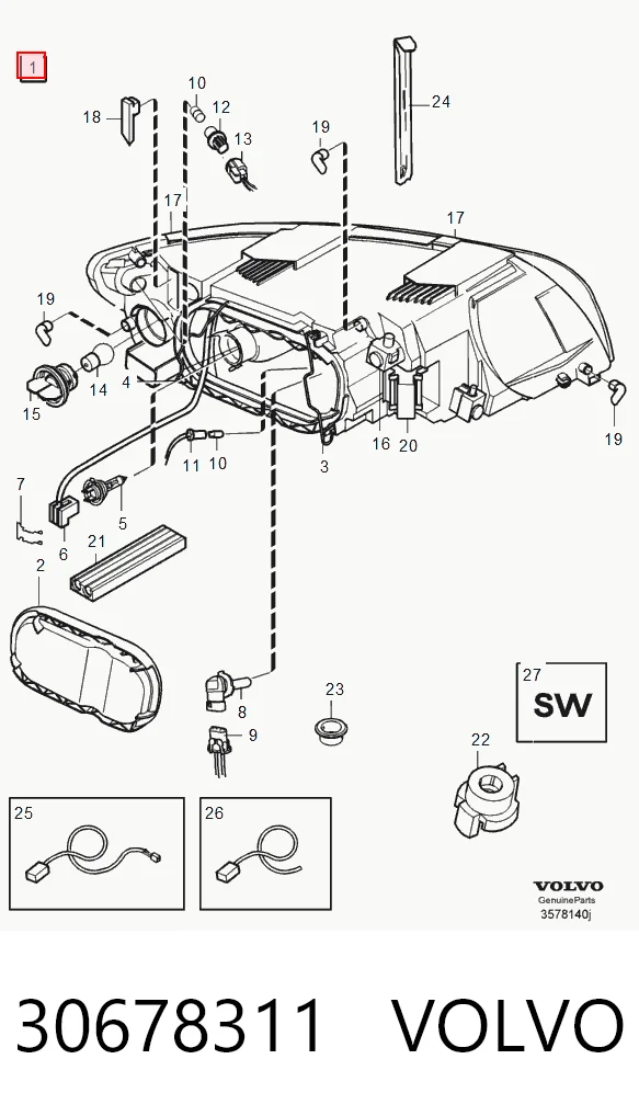 Купити Фара права Volvo S40 II MS