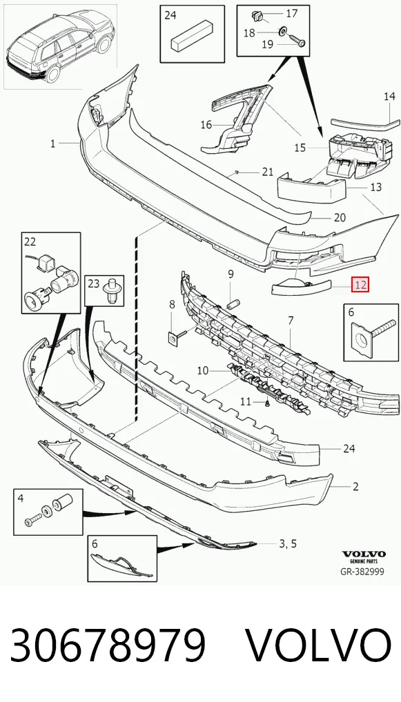 30678979 Volvo Відбивач бампера заднього правий