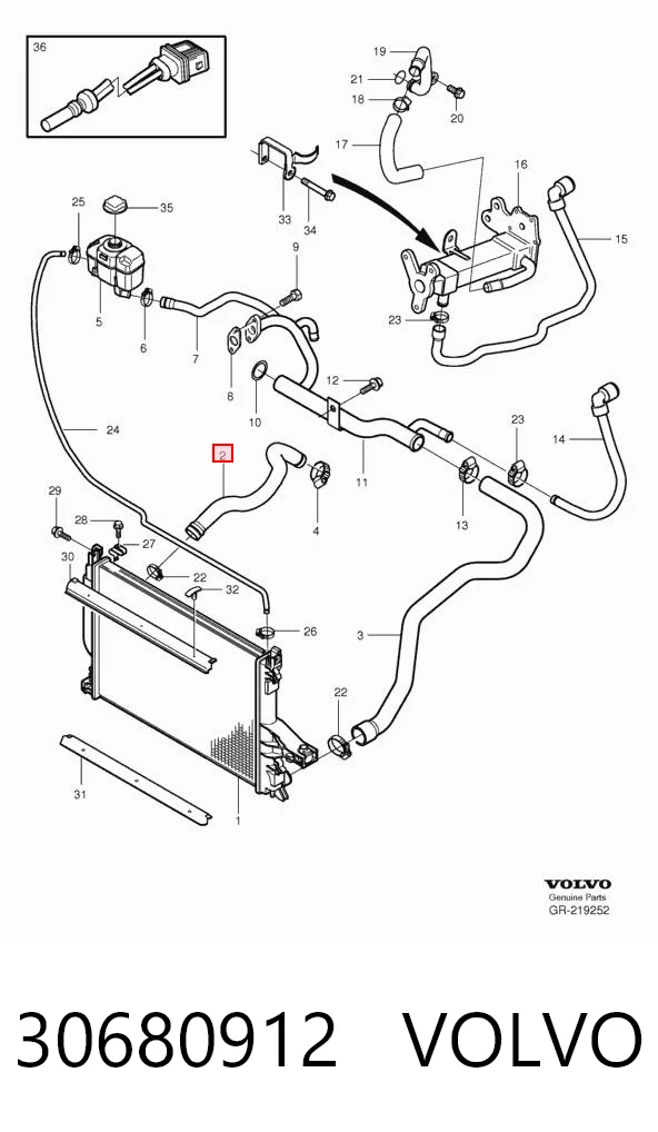 30680912 Volvo Шланги системи охолодження
