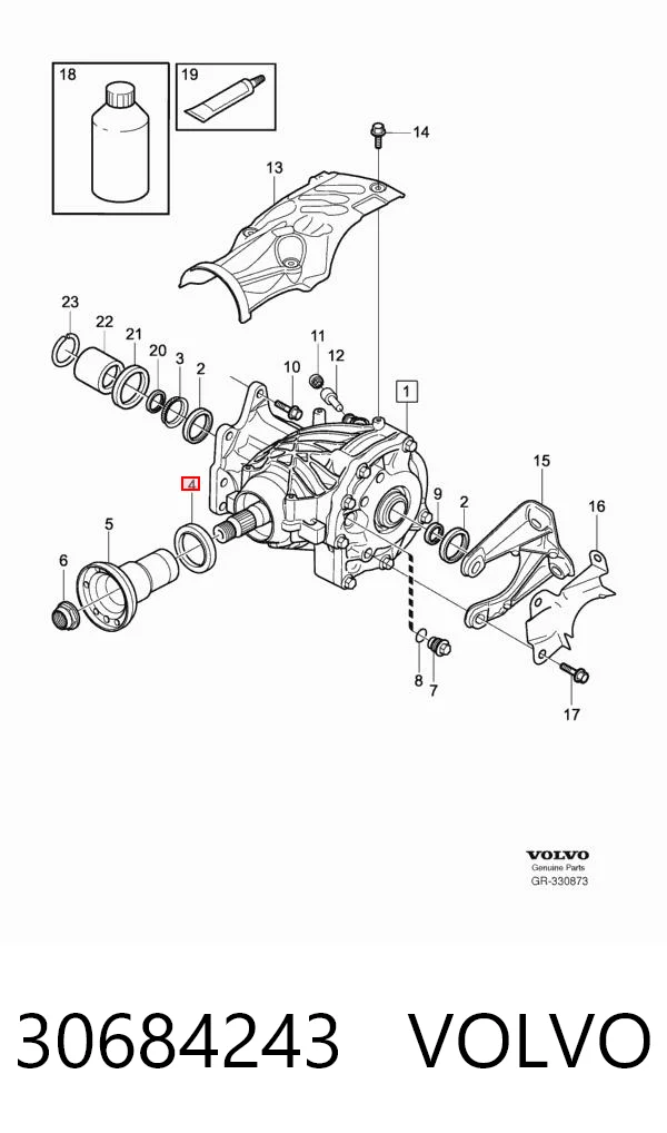 30684243 Volvo Сальник хвостовика редуктора переднього моста