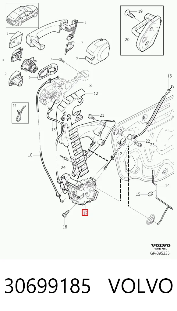 Замок водійських дверей на Volvo XC70 II BZ