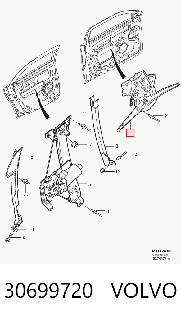 Купити Склопідйомник передньої лівої двері Volvo S80 I TS, TH, KV