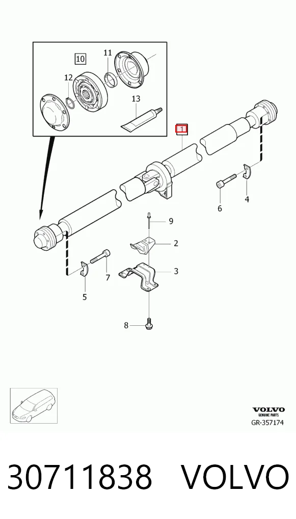 BB3350 Posterparts Вал карданний основний заднього моста