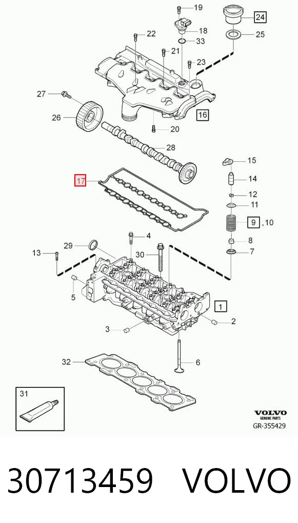 30713459 Volvo Прокладка кришки клапанної 