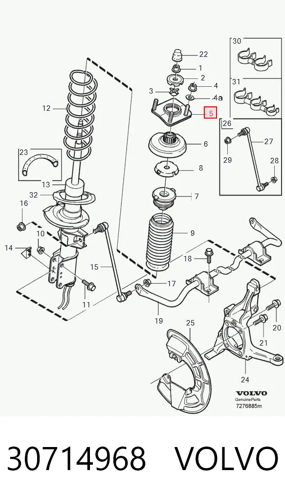 30714968 Volvo Кріплення переднього амортизатора