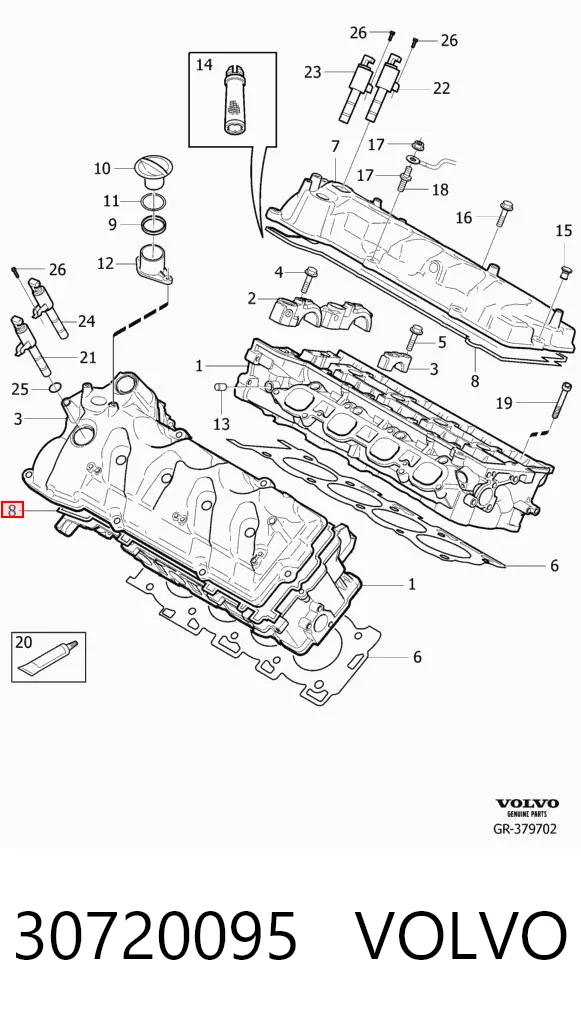 30720095 Volvo Прокладка клапанної кришки двигуна, комплект
