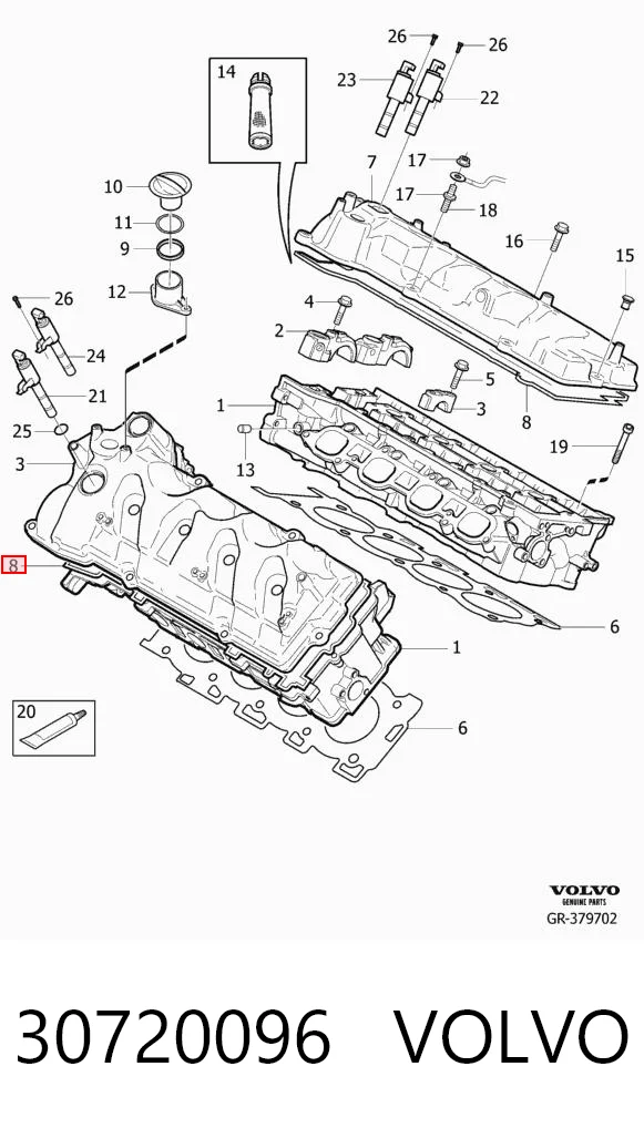 30720096 Volvo Прокладка клапанної кришки двигуна, комплект