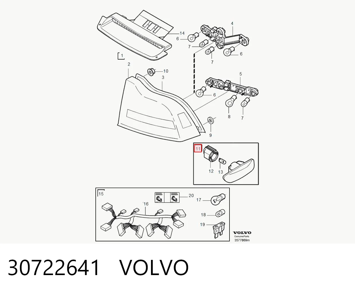 30722641 Volvo Повторювач повороту на крилі, лівий