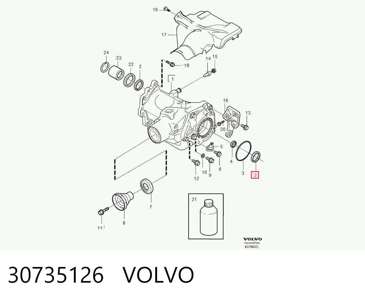 30735126 Volvo Сальник редуктора переднього моста