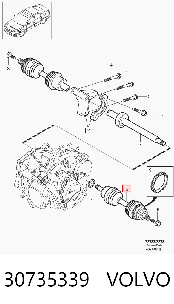 Привід лівий на Volvo S80 I TS, TH, KV