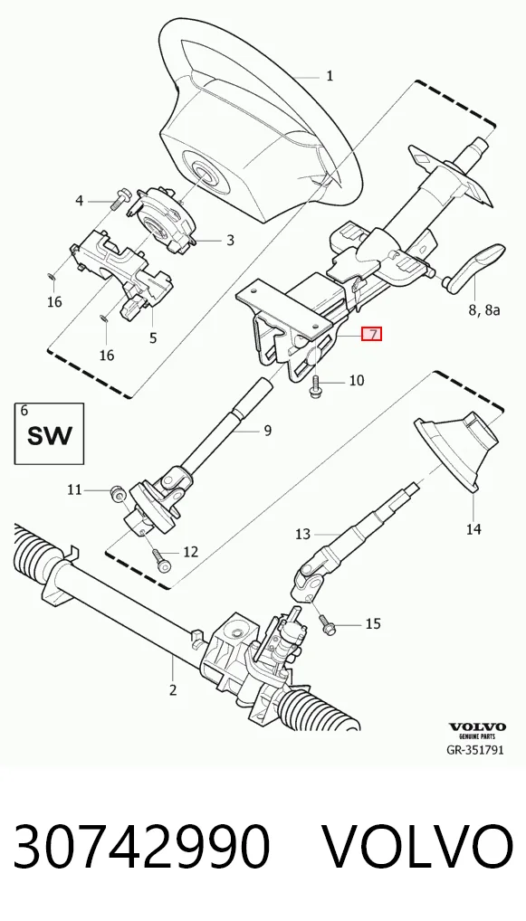 Купити Рульова колонка Volvo S60 I RS, RH