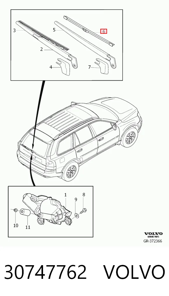 30747762 Volvo Щітка склоочисника задня