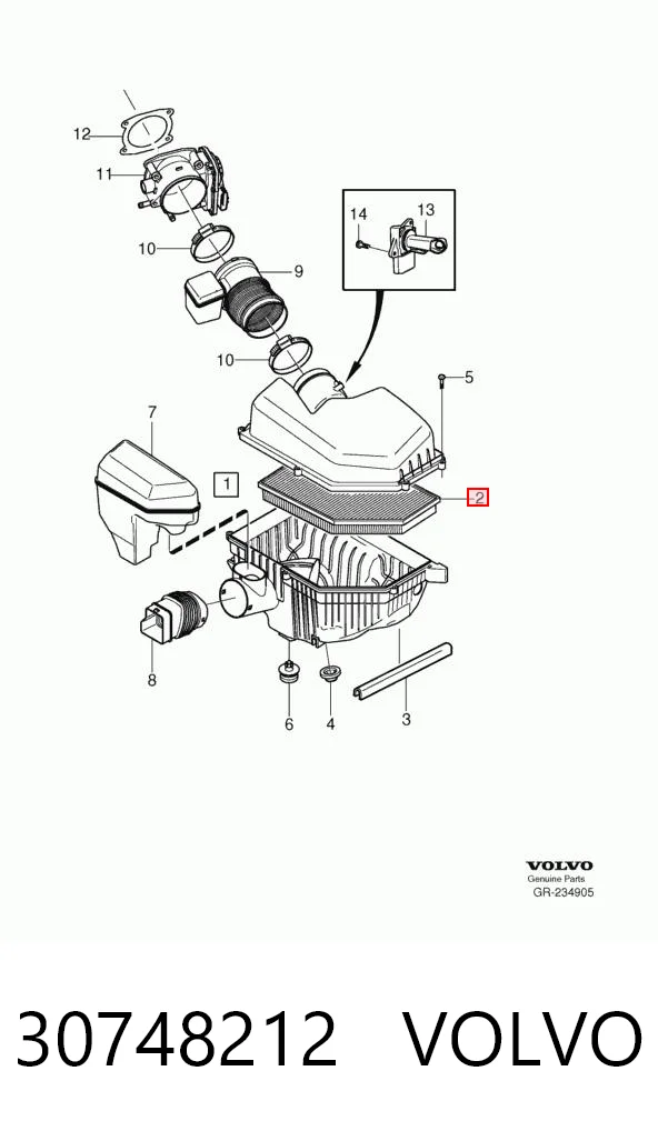 30748212 Volvo Повітряний фільтр двигуна
