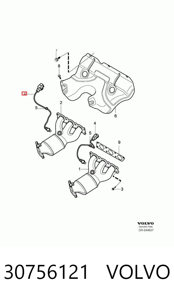 30756121 Volvo Лямбдазонд, датчик кисню до каталізатора