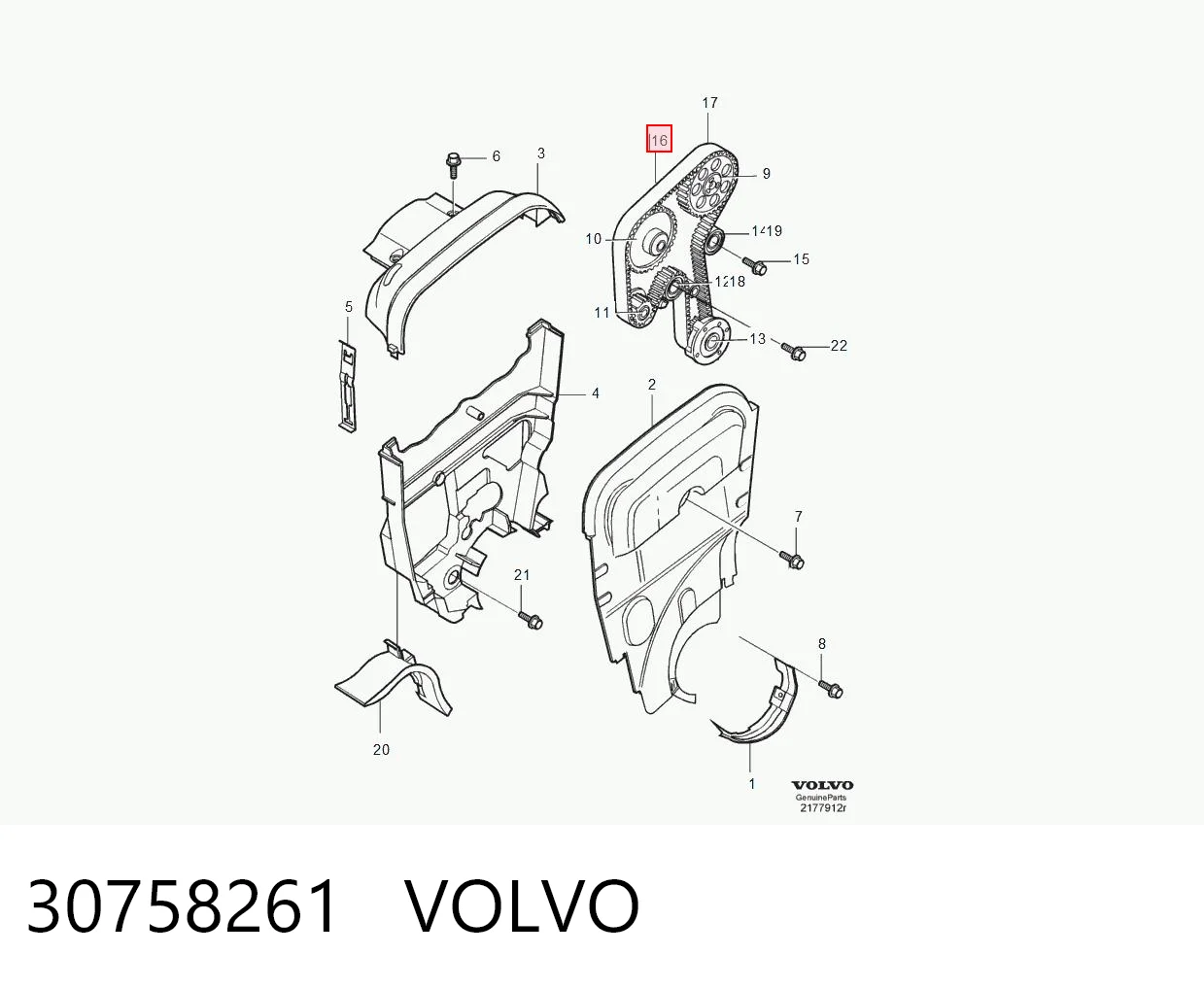 30758261 Volvo Ремінь ГРМ, комплект