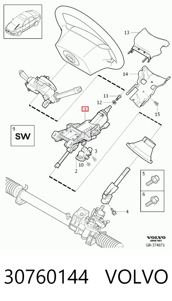 Рульова колонка Volvo V50 універсал (MW) (2004 - 2012) ціна, від 34.01 USD
