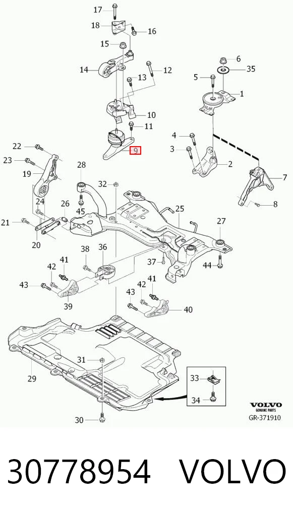 30778954 Volvo Права подушка мотора