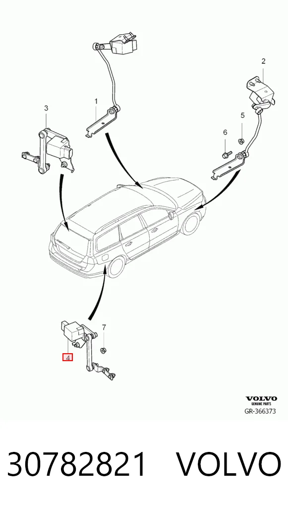 30782821 Volvo Датчик рівня положення кузова, задній правий