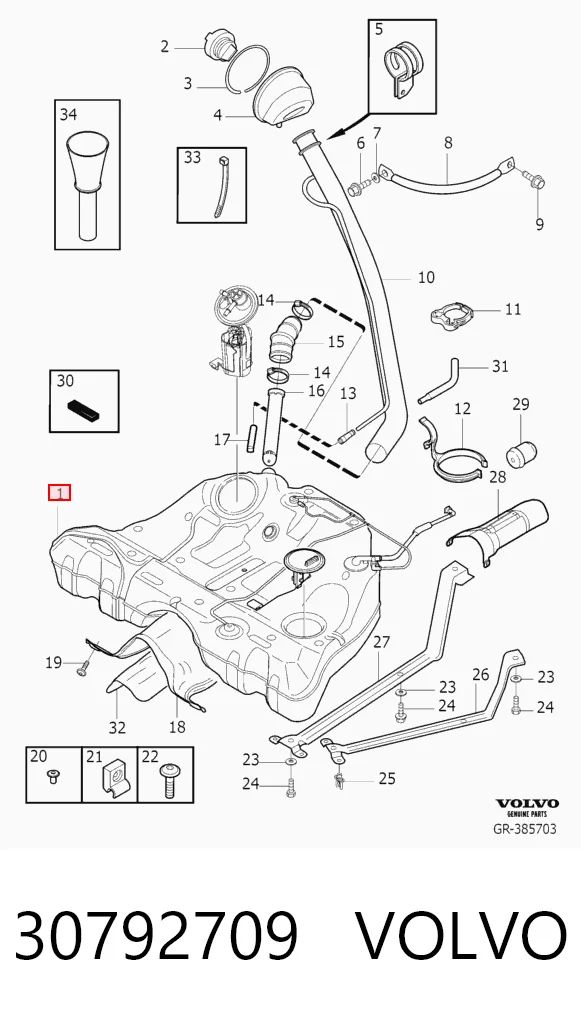 Бак паливний на Volvo S80 I TS, TH, KV